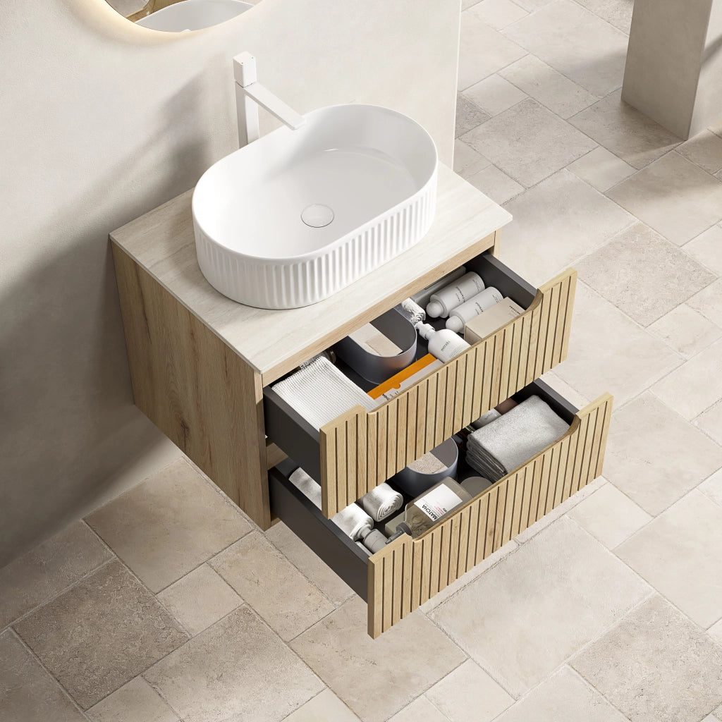 Mobile sottolavabo con 2 cassetti e chiusura soft close - per bagno - 60×46×62.2 cm - bianco