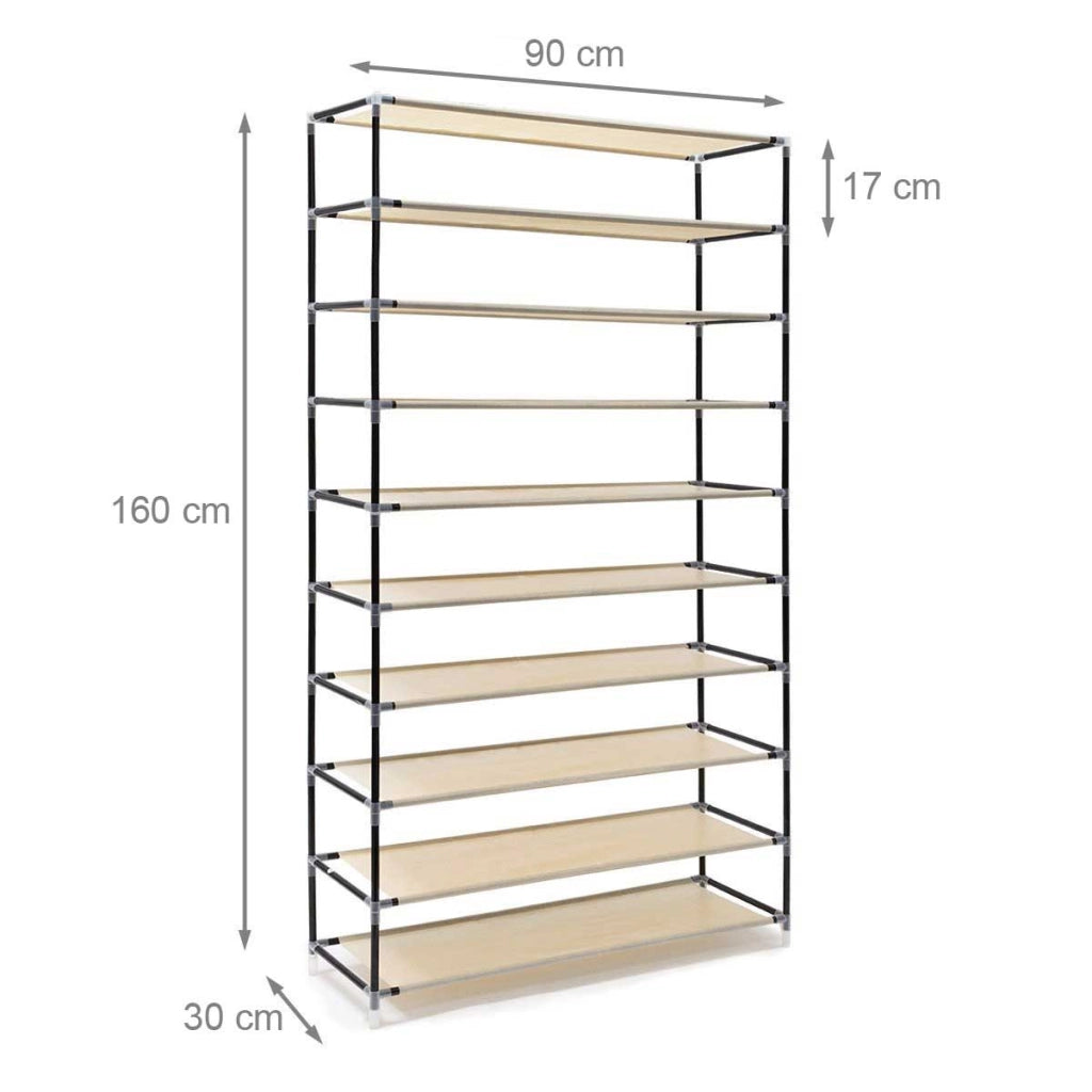Scarpiera Salvaspazio XXL 45Paia Struttura Metallo e Tessuto TNT 90x30 H160cm Beige