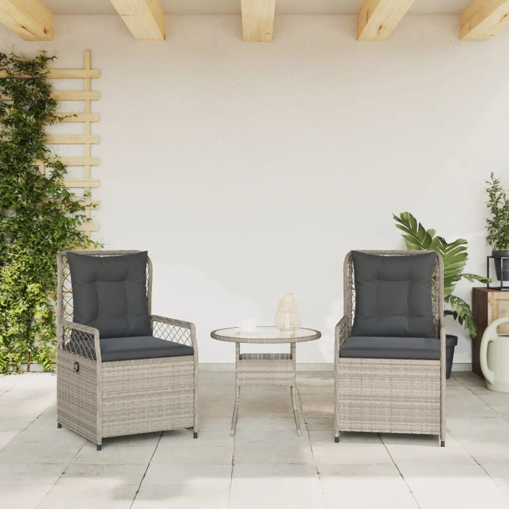 Sedie da Giardino Reclinabili 2 pz Grigio Chiaro Polyrattan 368666