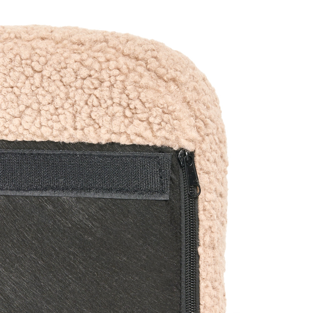 Sedia a dondolo in boucle con rivestimento in metallo dorato con braccioli Soggiorno Beige