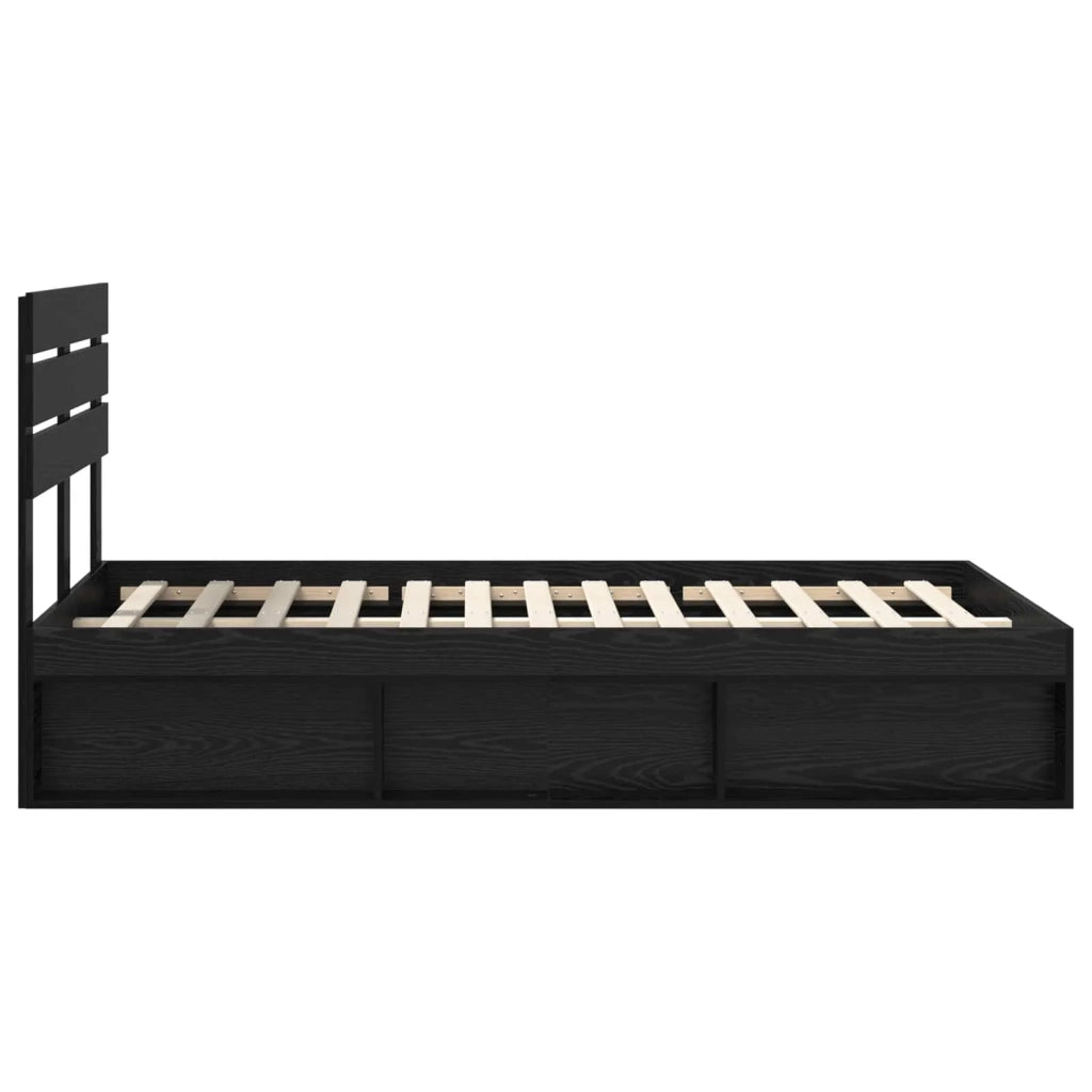 Struttura del letto-Giroletto Nero 135 x 190 cm Pino massello 921229