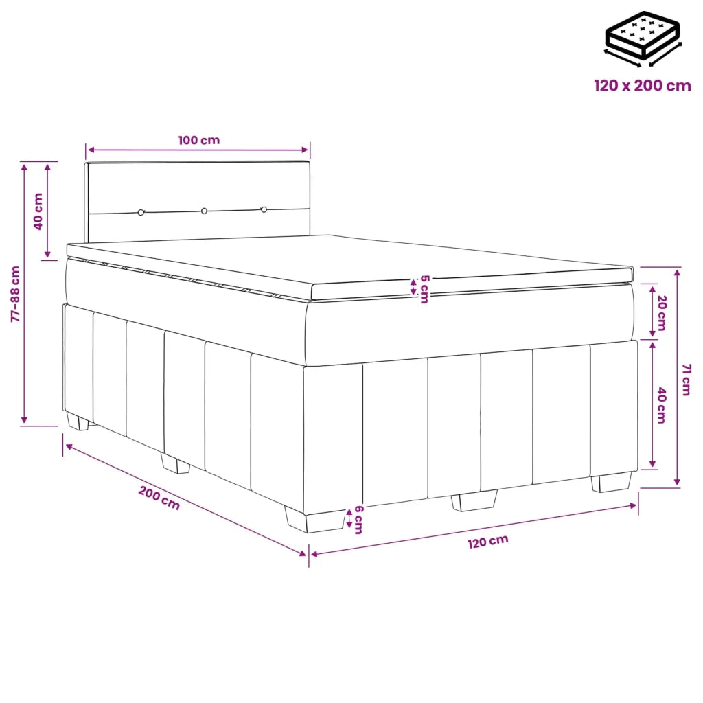 Letto box spring con materasso Blu 120 x 200 cm Tessuto 3451191