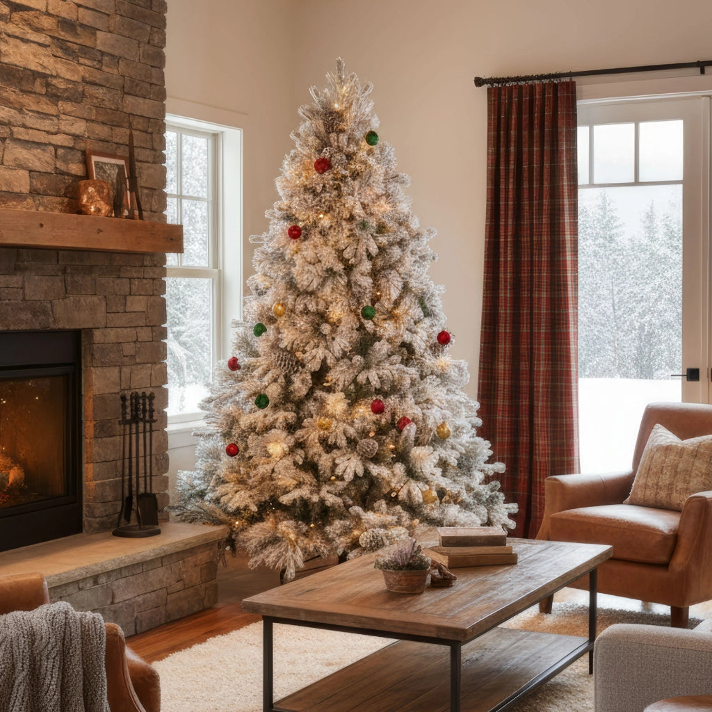 Luna - Albero di Natale con neve e pigne in PE PVC PP ø122x180H cm, 1517 rami