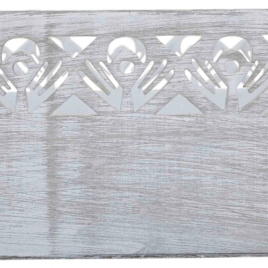 Set di 3 cesti in legno bianco 35x25x15h-30x20x14h-25x15x13