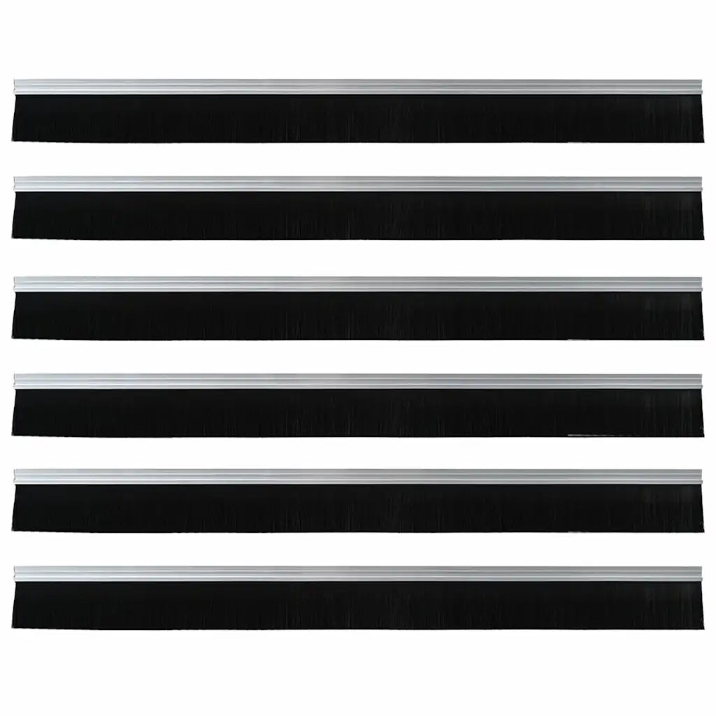 Spazzole per porte autoadesive 6 pcs Argento 100 cm