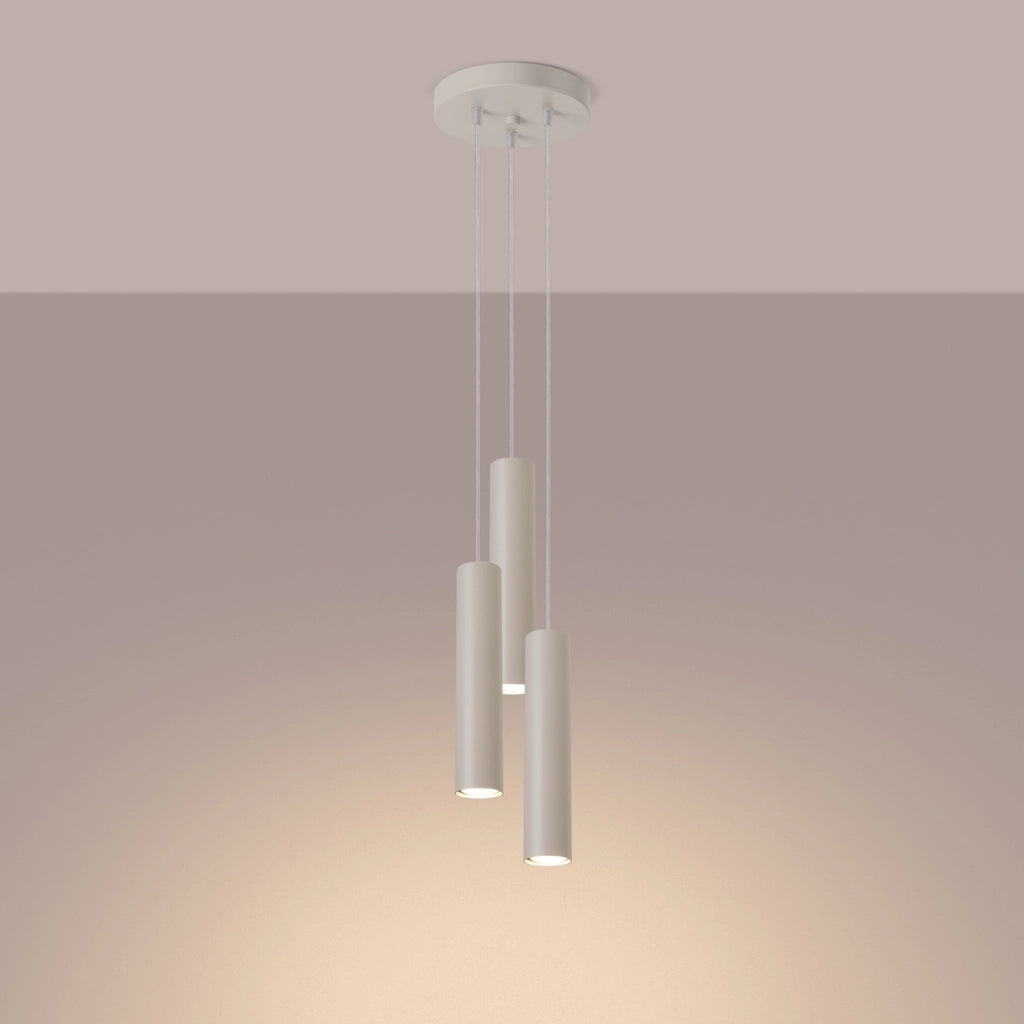 Lampada a sospensione beige 3 tubi GU10 Ø20 Modeno