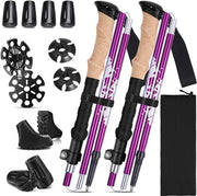 Palo da Camminata Opzionabile in Carbonio o Alluminio con Manico in Cuoio - 115-135 cm Opzionabile & Ultraleggero - Stilisti da Trekking e Nordic Walking per Signore e Signori - Palo da Camminata con Dampeneder in Gomma (Blu Scuro)