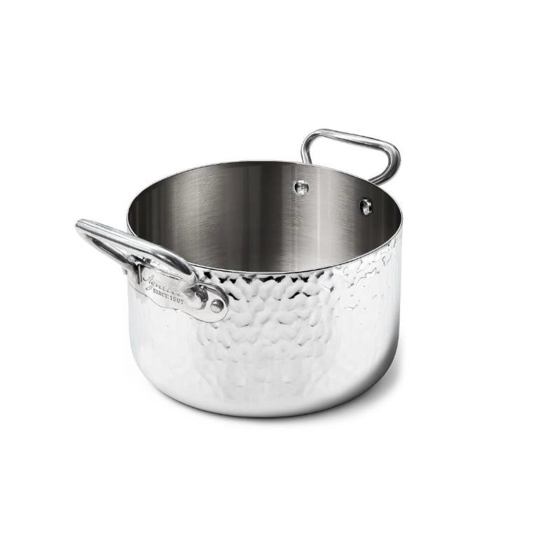Casseruola Alta Professionale in Acciaio 3ply Martellato 24 cm