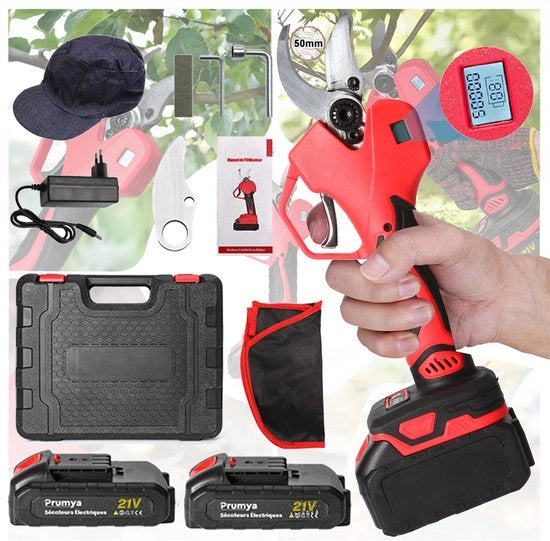 Snoeischaar elettrica senza fili - Batteria a litiio - 40V - Batteria 20V - Manubrio pieghevole