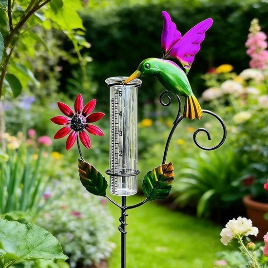Misuratore di Precipitazioni Resistente al Congelamento - Registrazione del Precipitazione in Vetro - Misuratore di Precipitazioni con Stato di Terra - Pluviometro Esterno - Misuratore di Precipitazioni per Giardino - Doppia Scala 13 cm