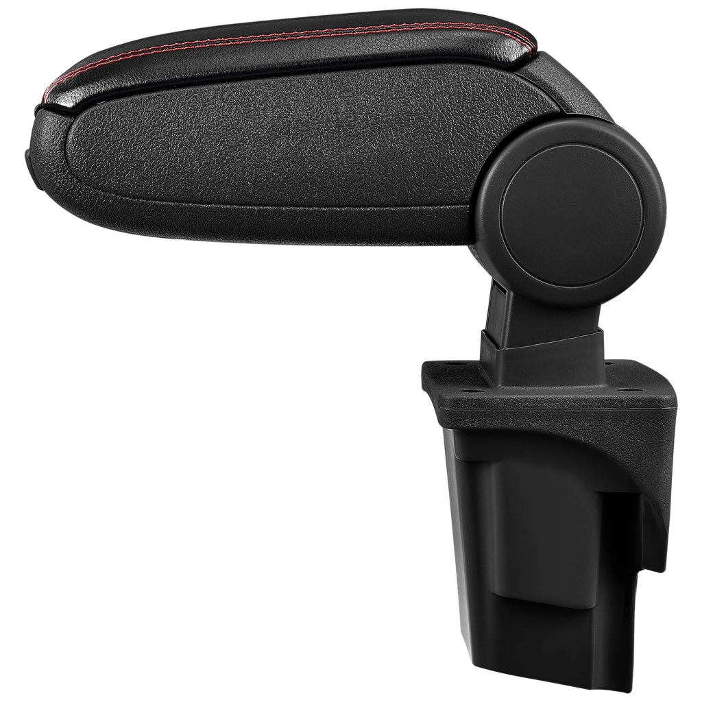 Bracciolo centrale per Seat Leon 1P - con vano portaoggetti - imbottito - similpelle - nero con cuciture rosse 03_0011358