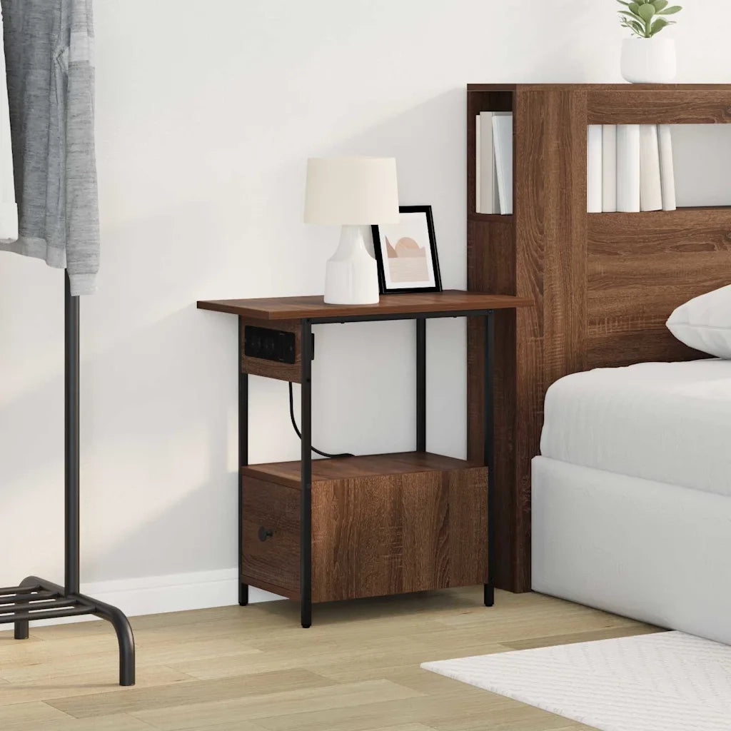 Armadio da Notte con cassetto Rovere Marrone 60 x 30 x 61 cm 859599