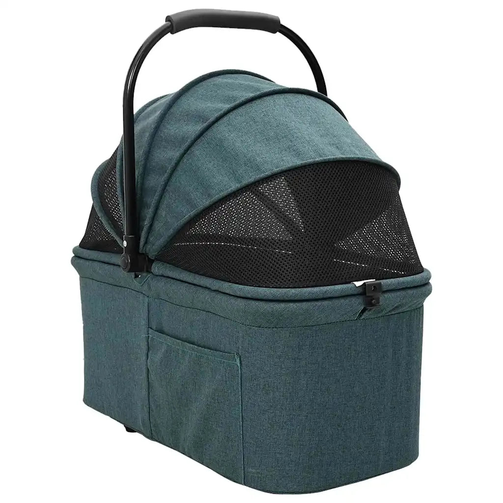 vidaXL Passeggino pieghevole per animali Verde 81 x 47 x 99 cm
