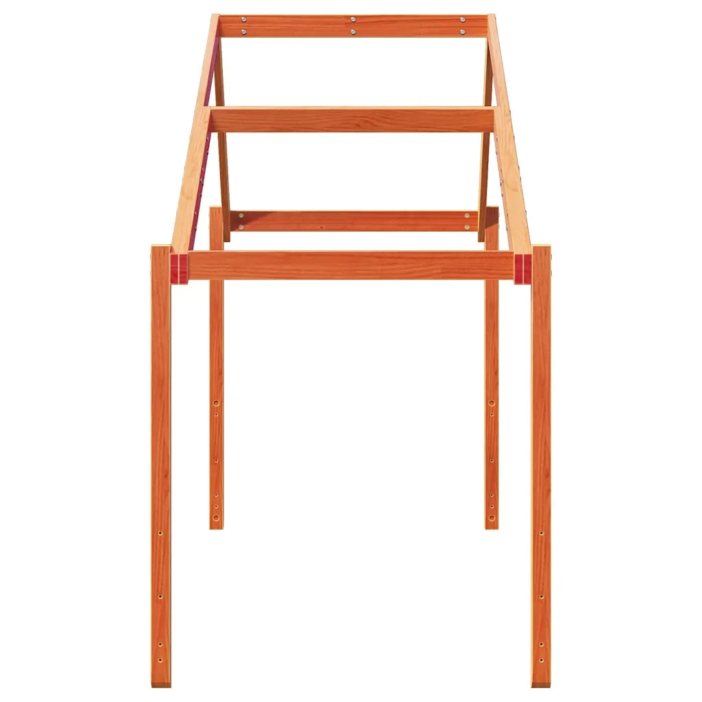 Tetto Letto Bambini Marrone Cera 213x85,5x144,5cm Massello Pino