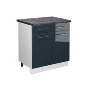 Mobiletto base per cucina Fame-Line Blu scuro lucido/Bianco 80 cm, PL Antracite Vicco