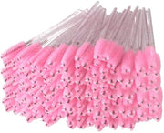 Set di pennelli per ciglia 200 pezzi - Rosa cristallo - Applicatore - Mascara - Estensione ciglia - Pennello a setole in plastica 9,8 x 0,5 cm
