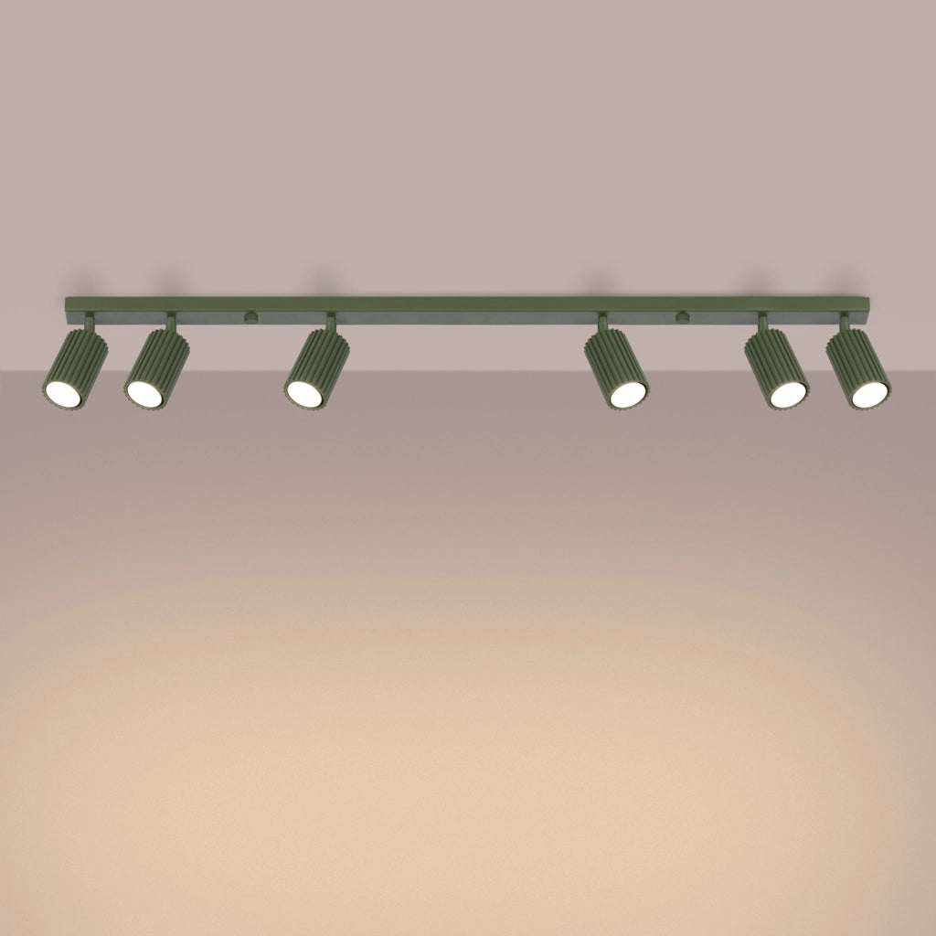 Plafoniera a barra GRAVIO verde oliva 117cm 6xGU10