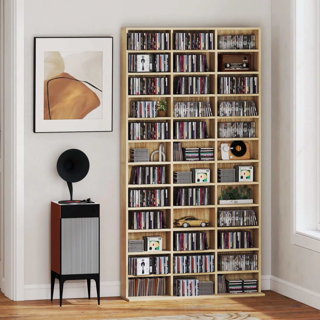Libreria per CD/DVD ¨C Xylo ¨C 36 scomparti ripiani regolabili legno rovere 1116 CD 528 DVD