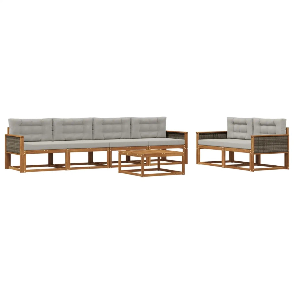 Set di divani da esterno 7 pcs Naturale e Grigio chiaro 3382359