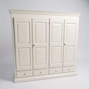 Armadio 4 porte legno shabby bianco anticato 234x61x221 - Mobili 2G