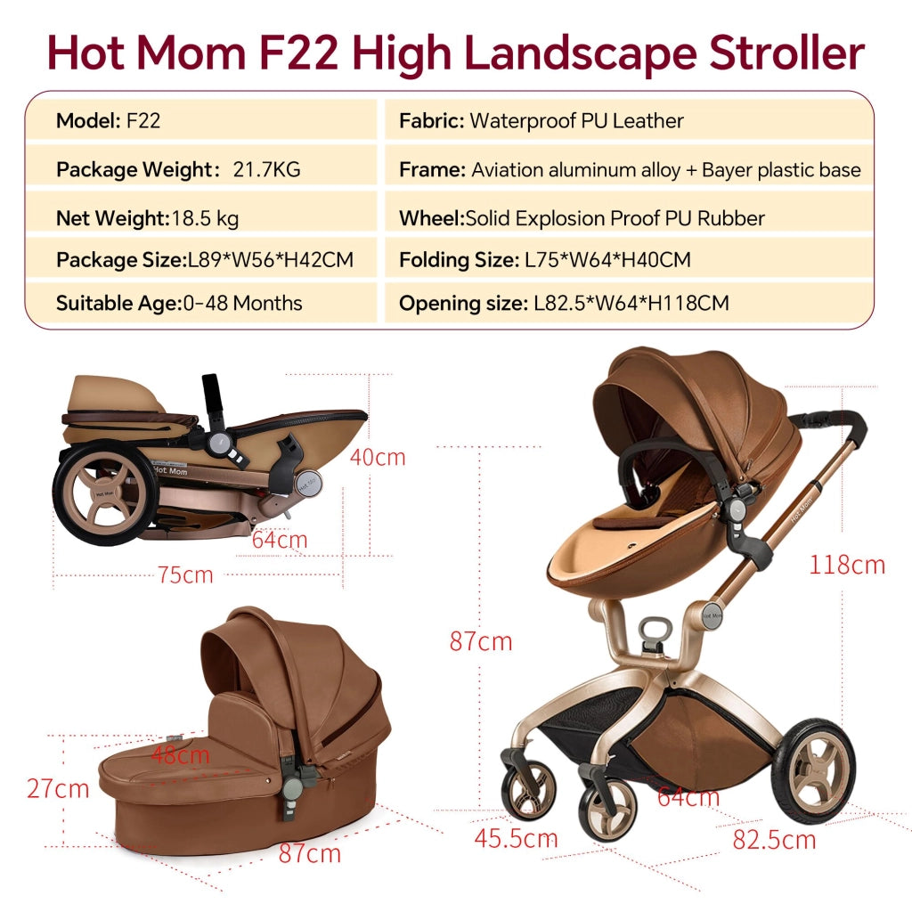 Carrozzina 2in1 per Bambini ¨C zephmum ¨C Coffee, Alu, Gommata