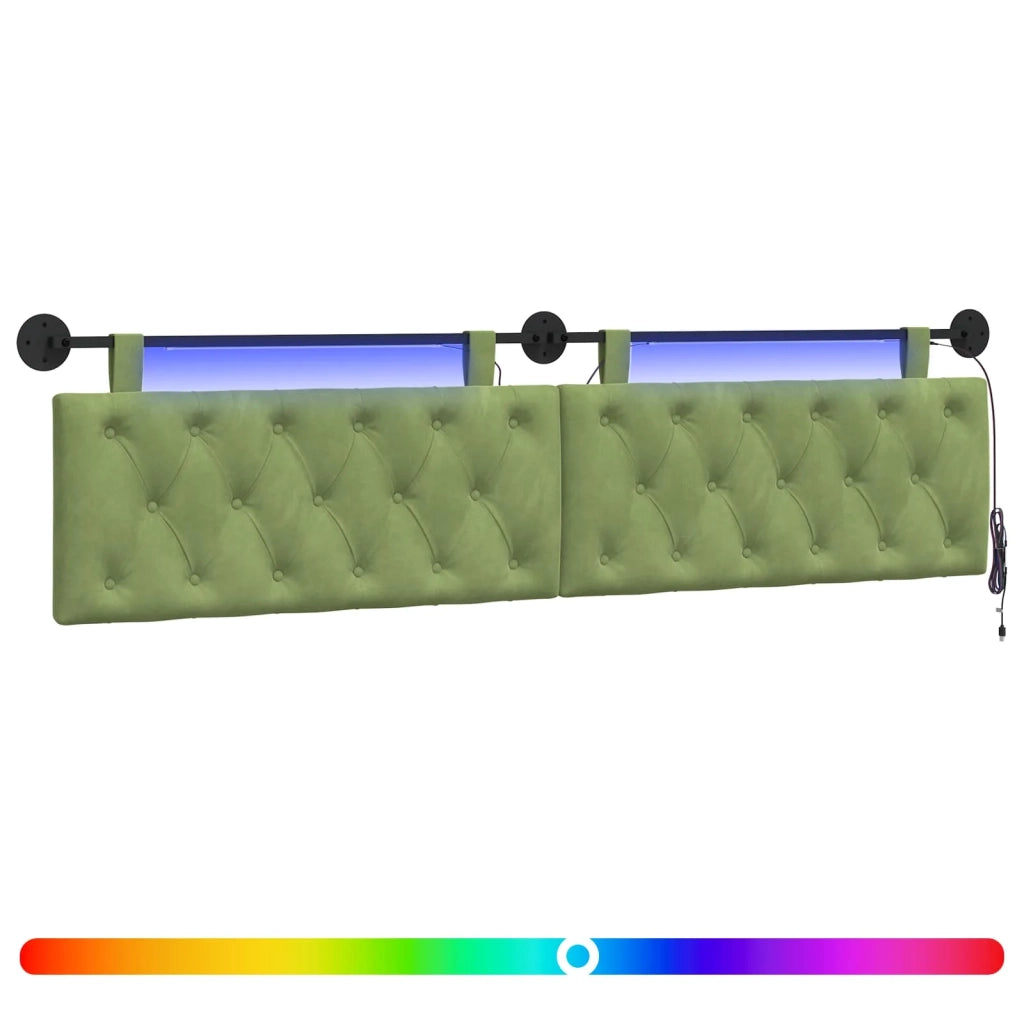 Testiera | Testata sospesa Con luce LED Verde chiaro Velluto