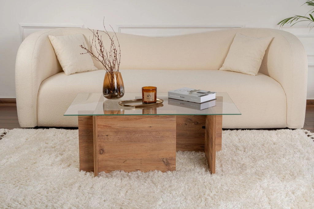 Tavolino in legno "Vetrino" - 105 x 65 x 40 cm - Pino atlantico