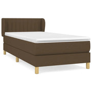 Letto singolo | Letto per adulti | Giroletto a Molle con Materasso Marrone Scuro 80x200 cm Tessuto