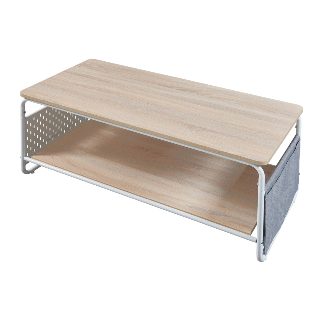Tavolino Basso Dyrøy 100 x 50 x 43 cm Effetto Rovere / Bianco [en.casa]