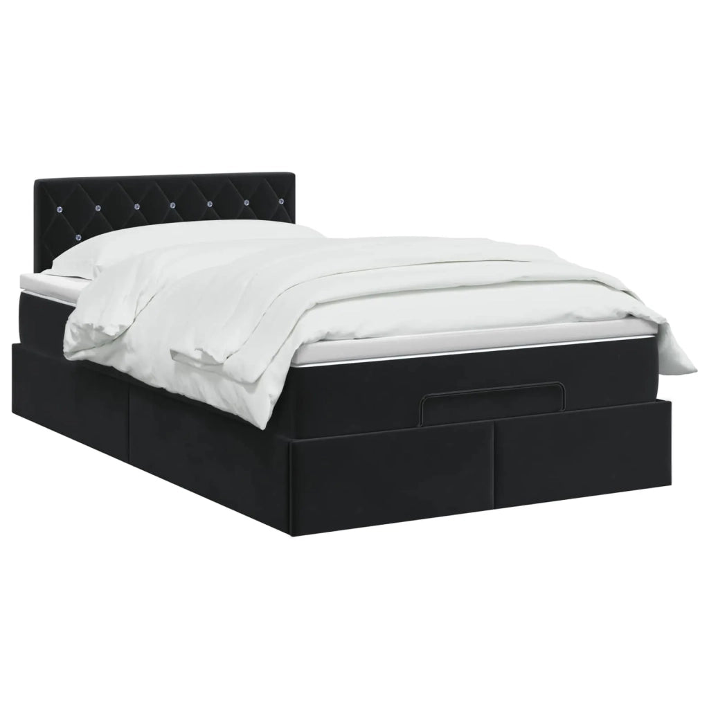 Letto Ottomano con Materasso e LED Nero 120 x 190 cm Velluto 3458219