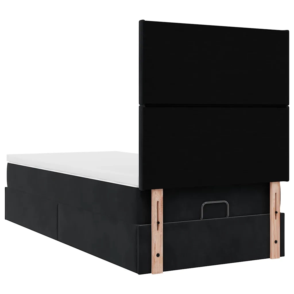 vidaXL Struttura Letto Pouf con Materassi Nero 90x190 cm in Velluto
