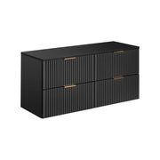 Grande mobile sotto lavabo NOXERA 120 cm – Nero opaco – 4 cassetti + piano per lavabo