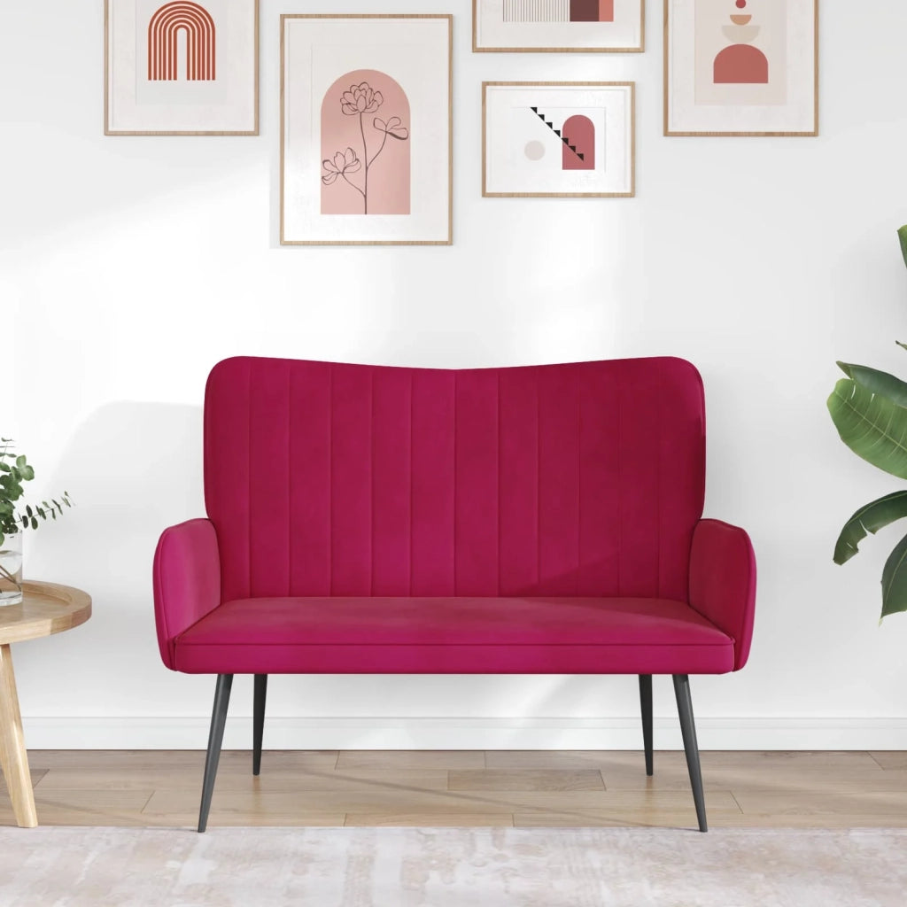 Sofa a Due Posti Rosso vino 115 x 61 x 87 cm Velluto 42028964