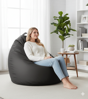 Poltrona a Sacco Pouf in Similpelle Grigio