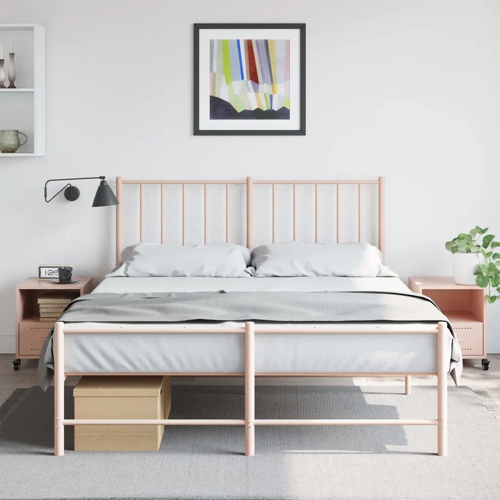 Set di 2 Comodini | Armadio da Notte | Mobiletto da notte Rosa 36x39x43,5 cm in Acciaio