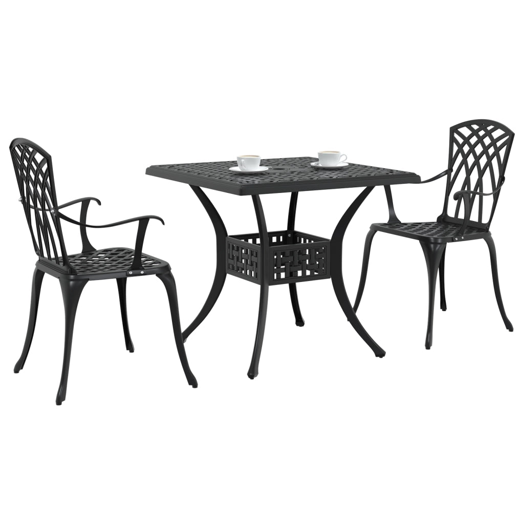 Set Bistro da Giardino in 3 Pezzi in Alluminio Fusso Nero di