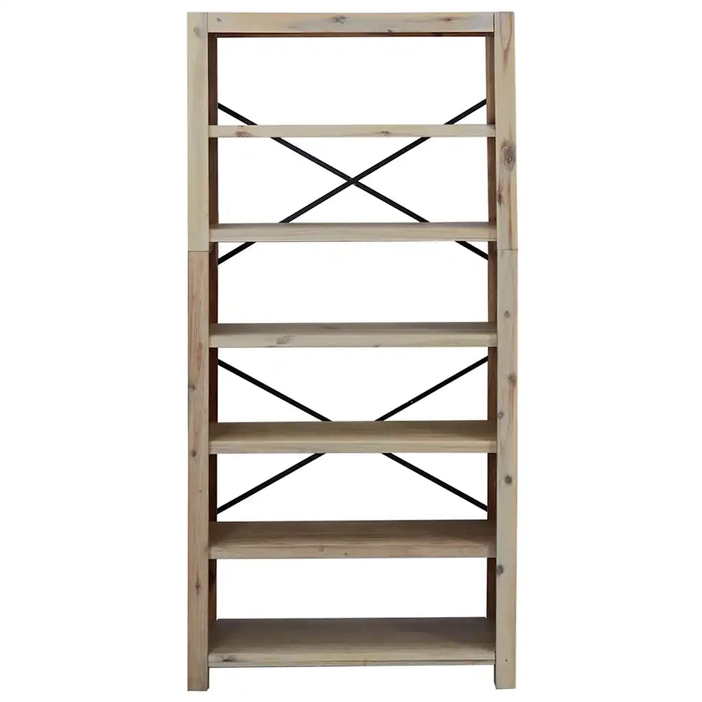 Libreria a 6 Ripiani-Scaffale per Libri-Mobile di Stoccaggio 80x30x170 cm in Legno Massello di Acacia