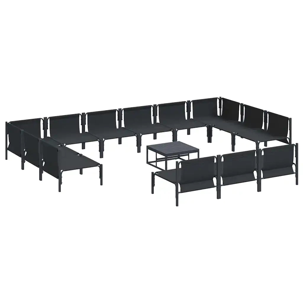 Set Divano da Giardino con cuscino 14 pcs Nero Acciaio 3379023