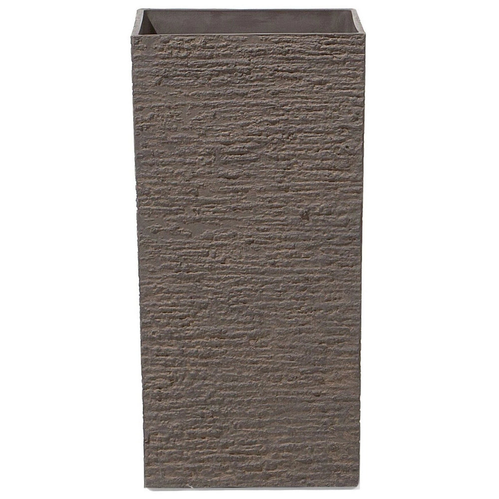 Vaso per piante alto in pietra marrone 30 x 30 x 60 cm Fioriera per interni ed esterni