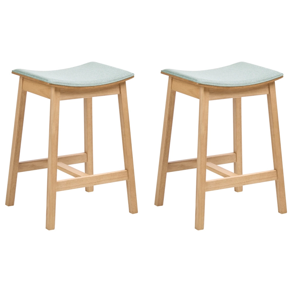 Set di 2 sedie da bar Seduta imbottita Legno chiaro e verde menta elegante