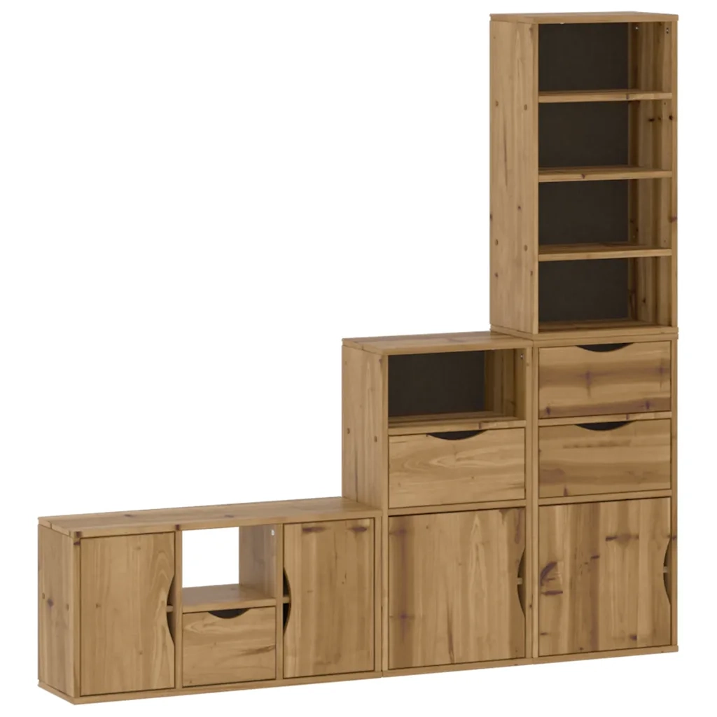 Mobile TV 5 pz con Contenitore ODDA in Legno Massello di Pino 3365380