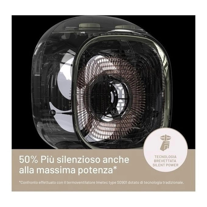 Imetec Silent Power Pure, Termoventilatore silenzioso con ionizzatore e timer di autospegnimento, Stufetta Elettrica, 2100 W, funzione antigelo, temperatura regolabile, 4 funzioni