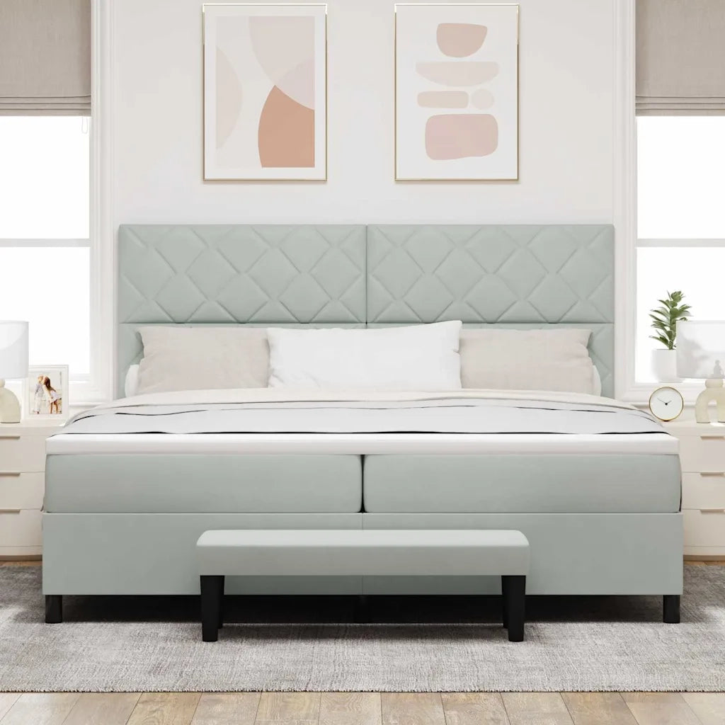 Letto a molle con testiera Grigio chiaro 200 x 200 cm Velluto 3344600