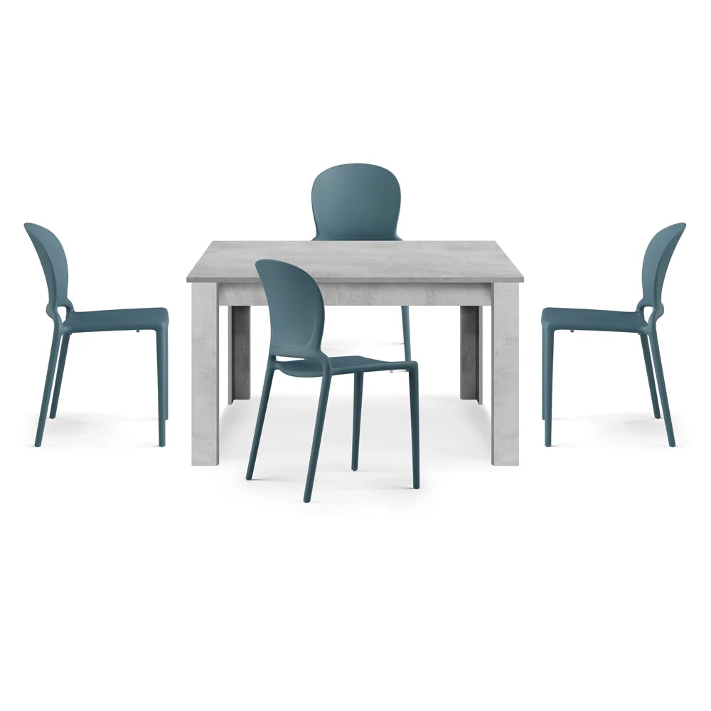 Tavolo allungabile da pranzo Cemento 130x80 fino a 170 cm modello N1 MADE IN ITALY design moderno ideale per cucina, soggiorno e sala da pranzo