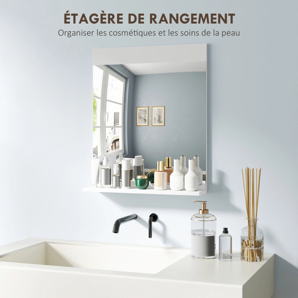 Specchio con ripiano per bagno ¨C zephmum ¨C bianco 50x12x60 cm