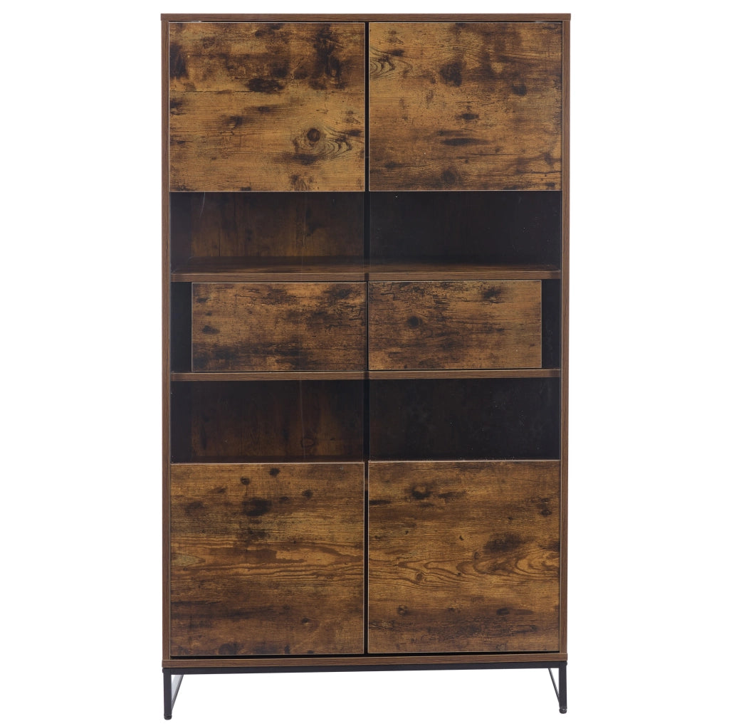 Vetrina 80 x 40 x 138 cm in MDF; con LED Bluetooth; 2 cassetti e ante in acrilico; nero effetto legno