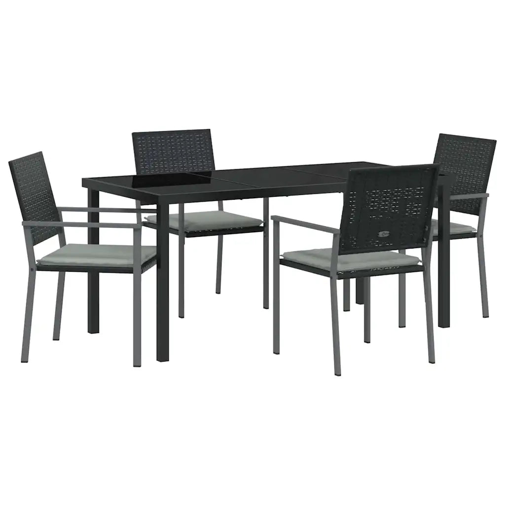 Set da Pranzo per Giardino 5 pcs Nero e Grigio Chiaro 3379075