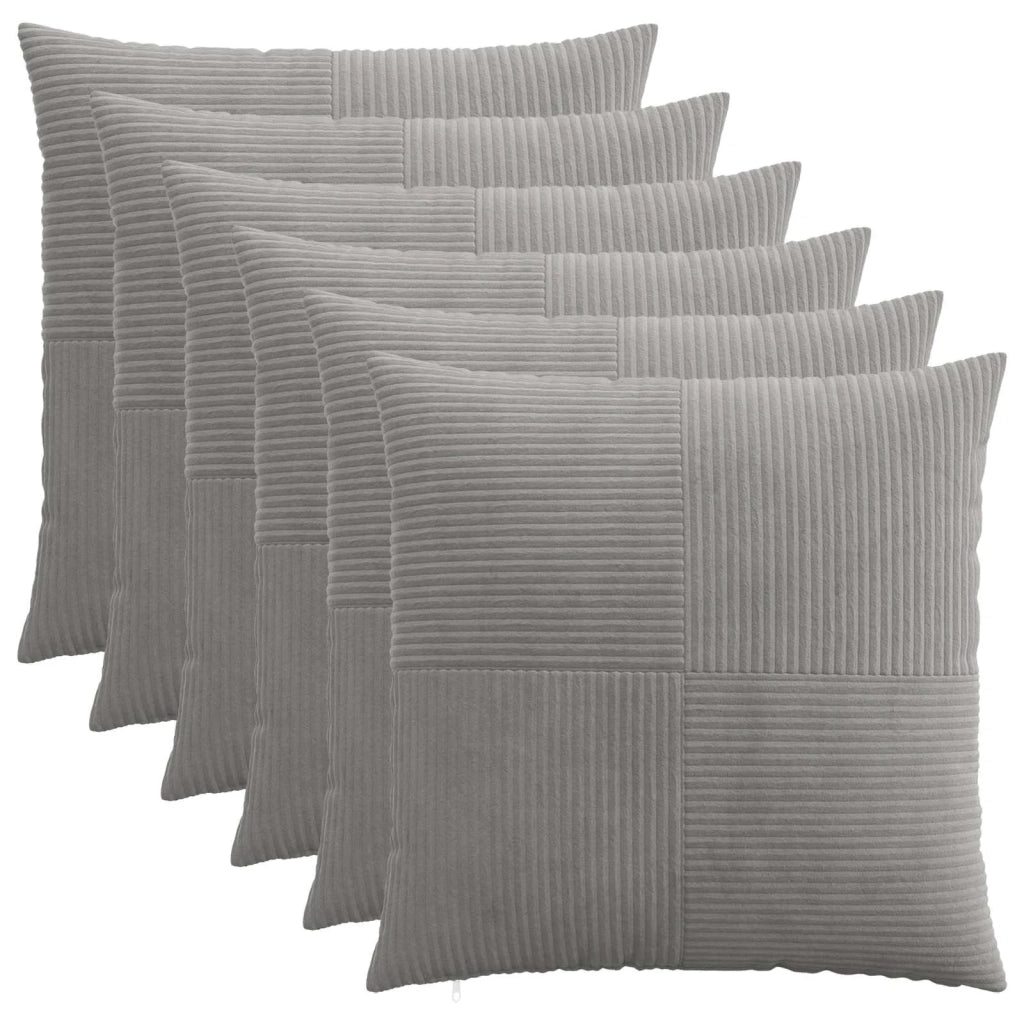 Federa 6 pcs ALMELO Grigio Chiaro 60 x 60 cm corduroy 915398
