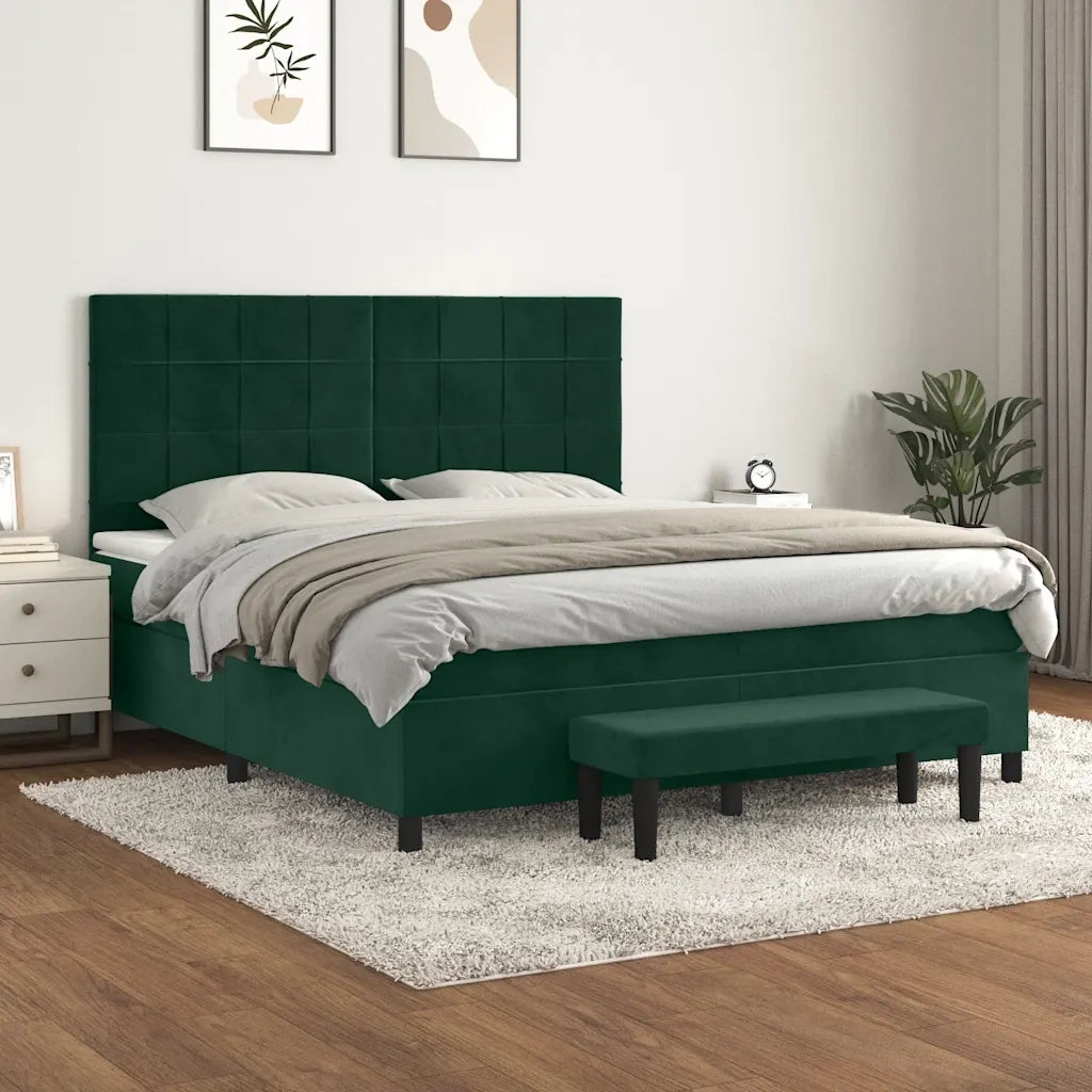 Giroletto a Molle con Materasso Verde Scuro 180x200 cm Velluto 3137860