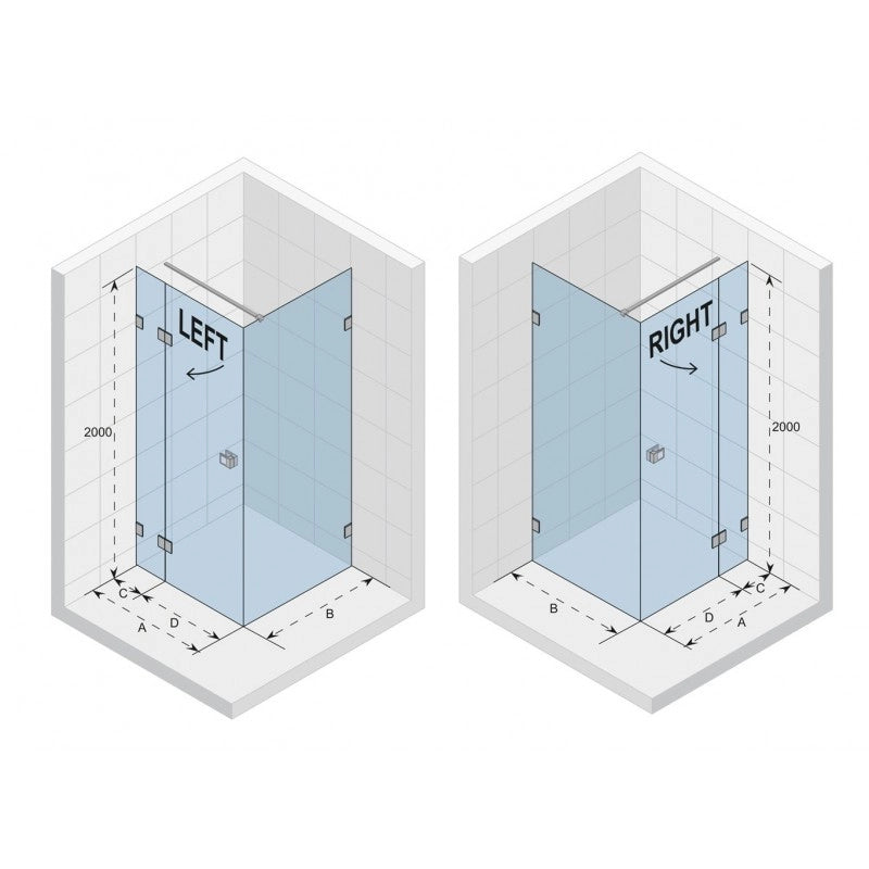 SCANDIC NXT 203 RIHO 90x90 x200cm Box Doccia Angolo Sinistro con Cerniera Nera